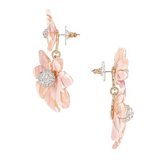 🆕 Lele Sadoughi Wallflower Flower Drop Earrings In Blush - Picture 2 of 3